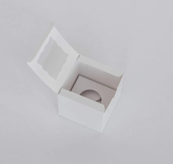 1 Regular Cupcake Boxes with Clear Window - Gloss White