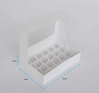 24 Mini Cupcake Boxes with Clear Window - Gloss White