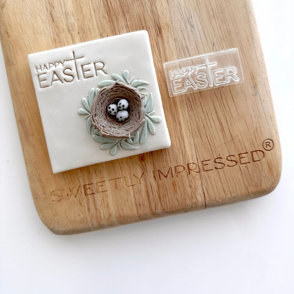 SECONDS - HAPPY EASTER WITH CROSS IMPRESSION STAMP