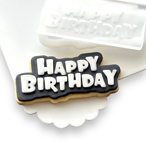 HAPPY BIRTHDAY BLOCK font Pop Stamp with matching cutter